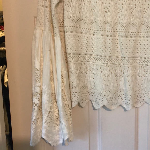 Free People crochet bell sleeve blouse - Picture 2 of 4
